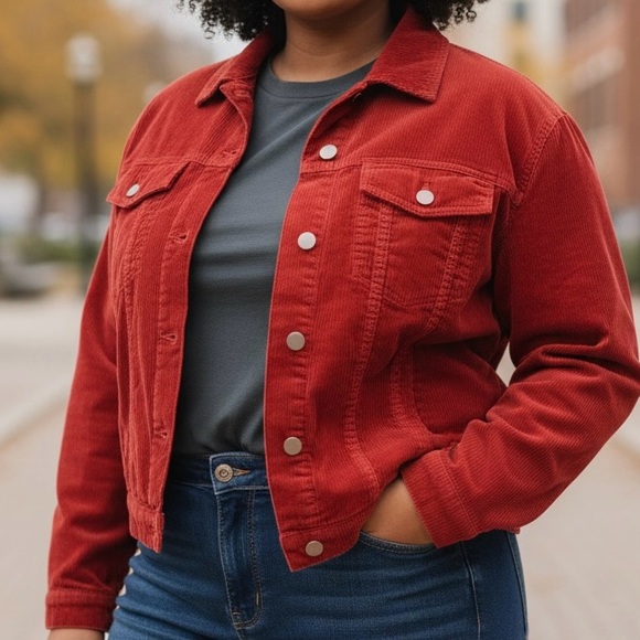 Bill Blass Women's Plus size 2X Red Rust Soft Velveteen Jacket - Picture 2 of 9